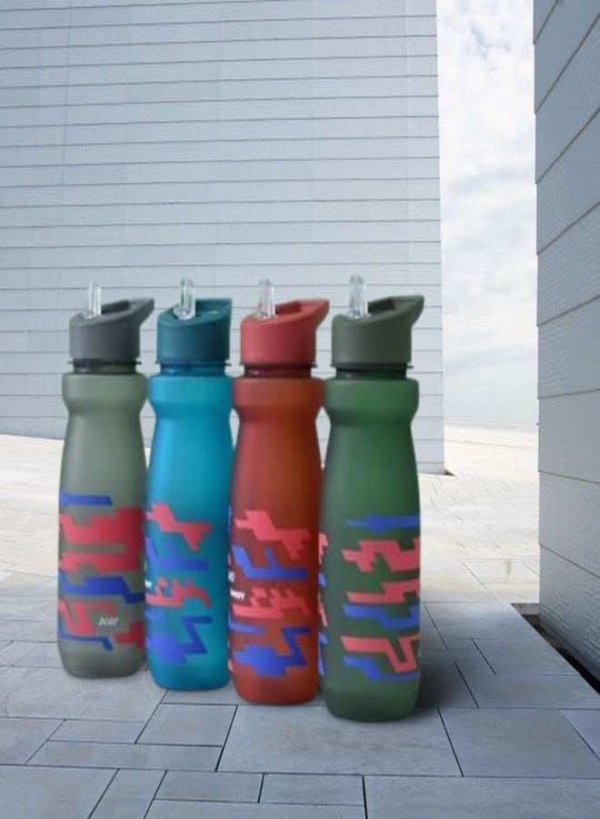 REMANG 1Pcs Sports Water Bottles with Straw and Carry Handle Fitness 800ml Sipper Bottle for Outdoor Travel (Multicolor) - Image 5